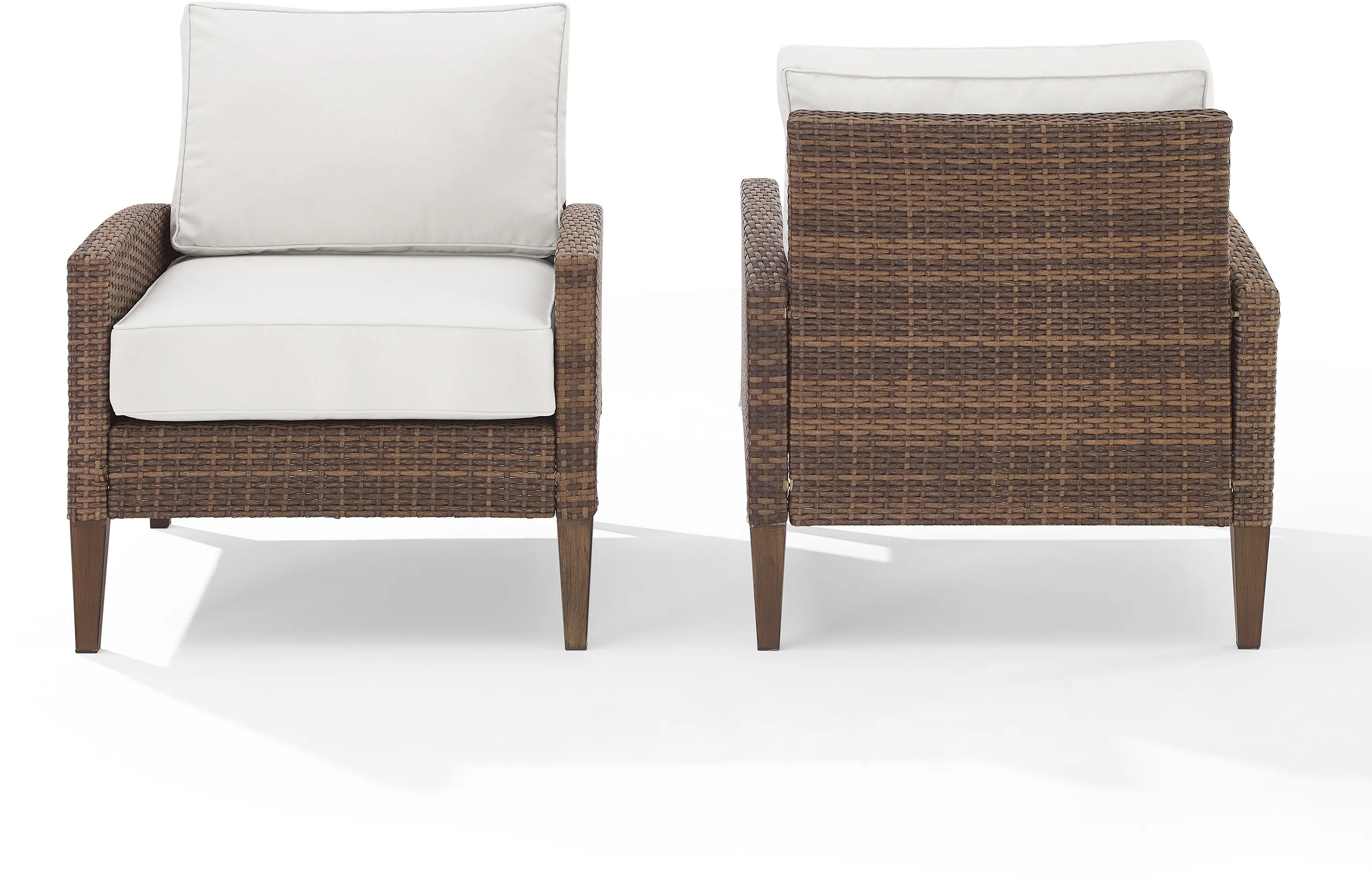 Capella Brown Wicker Patio Armchairs， Set of 2