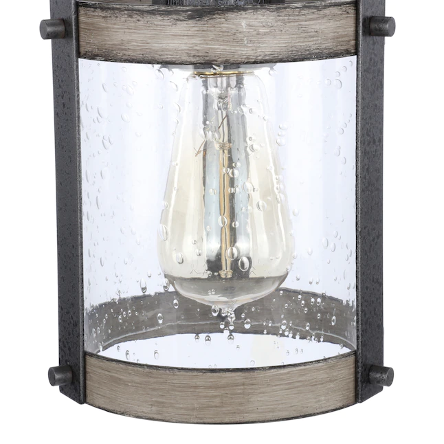 Kichler 34810 Barrington Anvil Iron and Distressed Antique Grey Rustic Seeded Glass Cylinder Mini Pendant Light