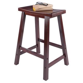 WINSOME WOOD Satori 24 in. Saddle Seat Walnut Counter Stool 94084