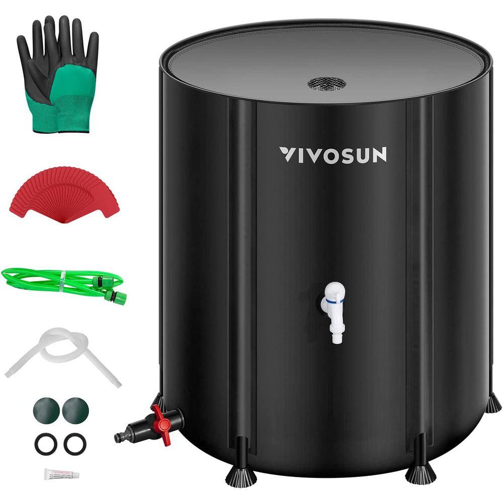 VIVOSUN 132 Gal. Collapsible Rain Barrel with wo Spigots and Overflow Kit in Black wal-RB-0003B