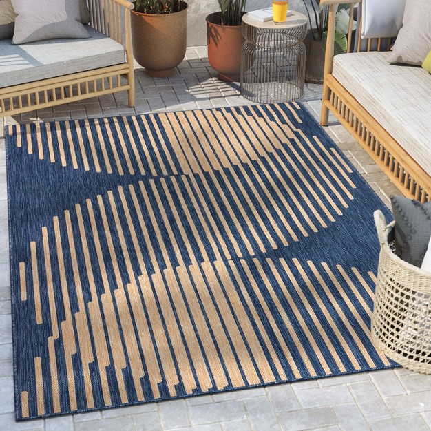 Well Woven Alder Indoor Outdoorflat Weave Pile Stripes Circles Geometric Area Rug