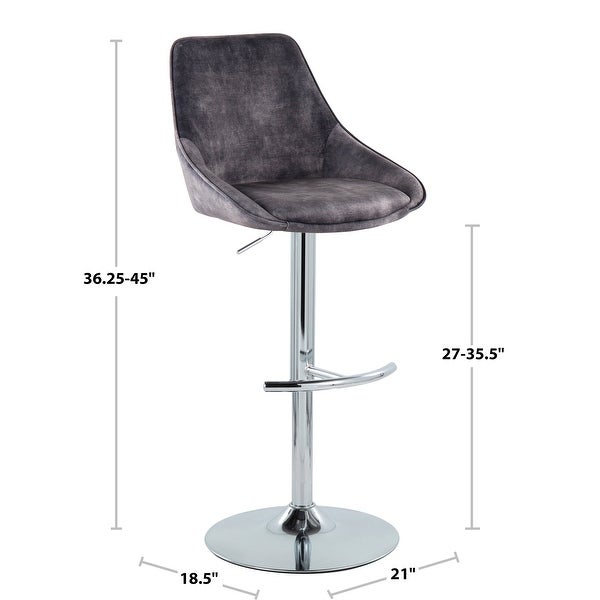 Silver Orchid Alba Adjustable Bar Stool with Rounded T Footrest (Set of 2)