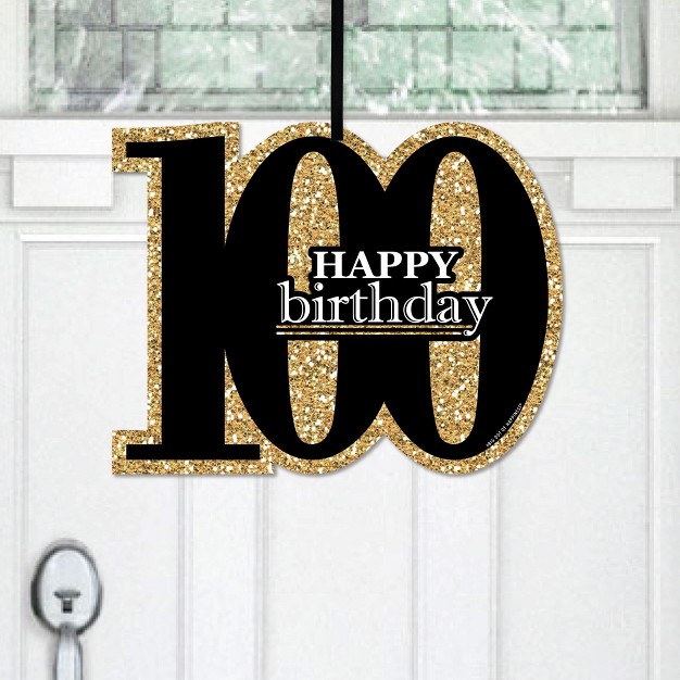 Big Dot Of Happiness Adult 100th Birthday Gold Hanging Porch Birthday Party Outdoor Decorations Front Door Decor 1 Piece Sign