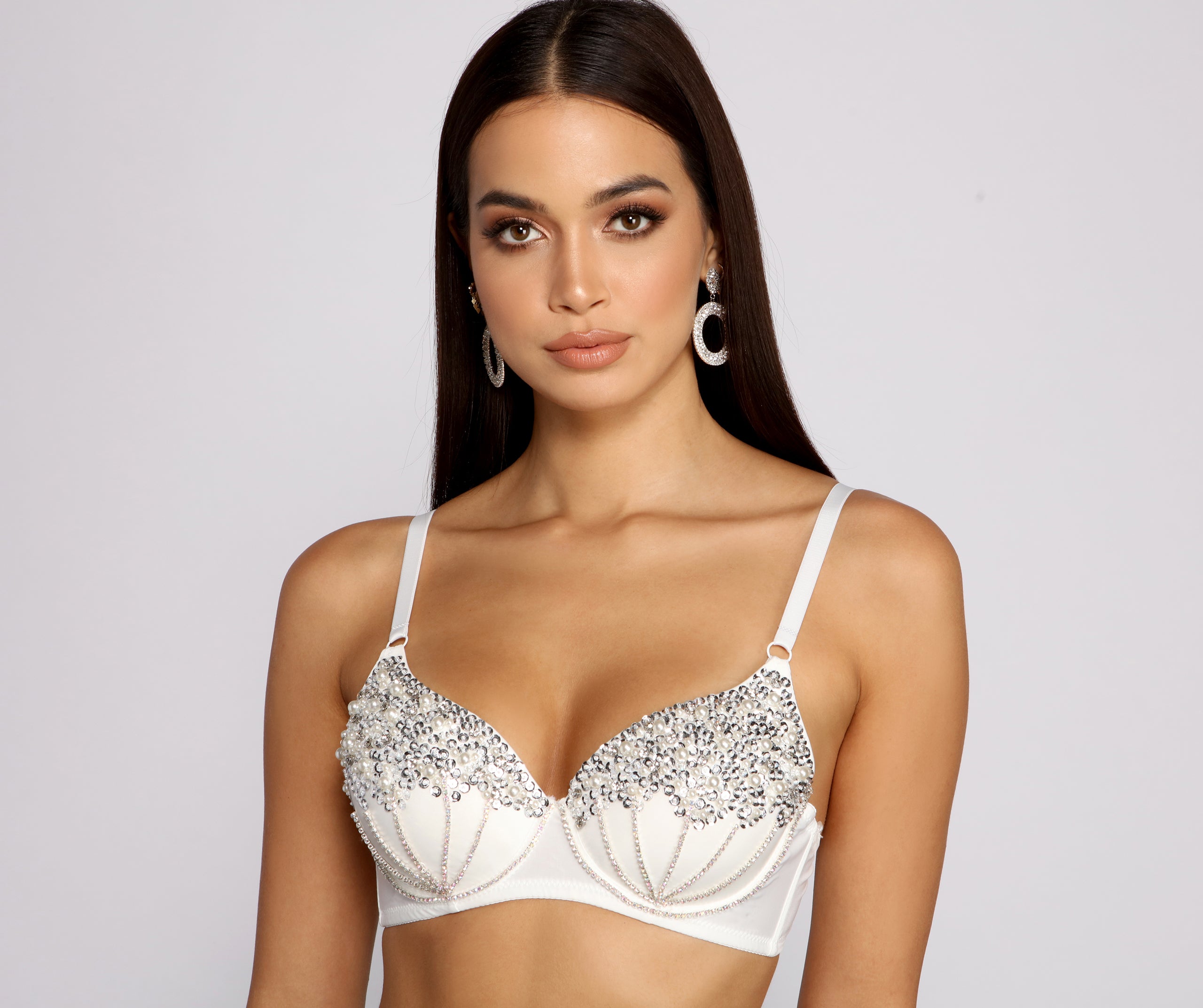 Beaded Pearl and Rhinestone Bra