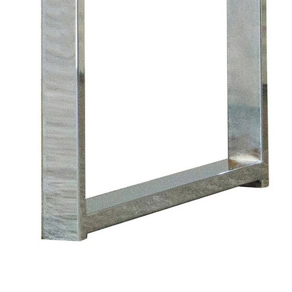 24 Inch Side End Table with Chrome Base and Distressed Gray Rectangular Top