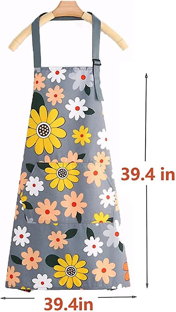 Gardening Apron Plus Size Kitchen Aprons For Women With Pockets Waterproof Apron Flower Floral Kitchen Gardening Drawing Craft