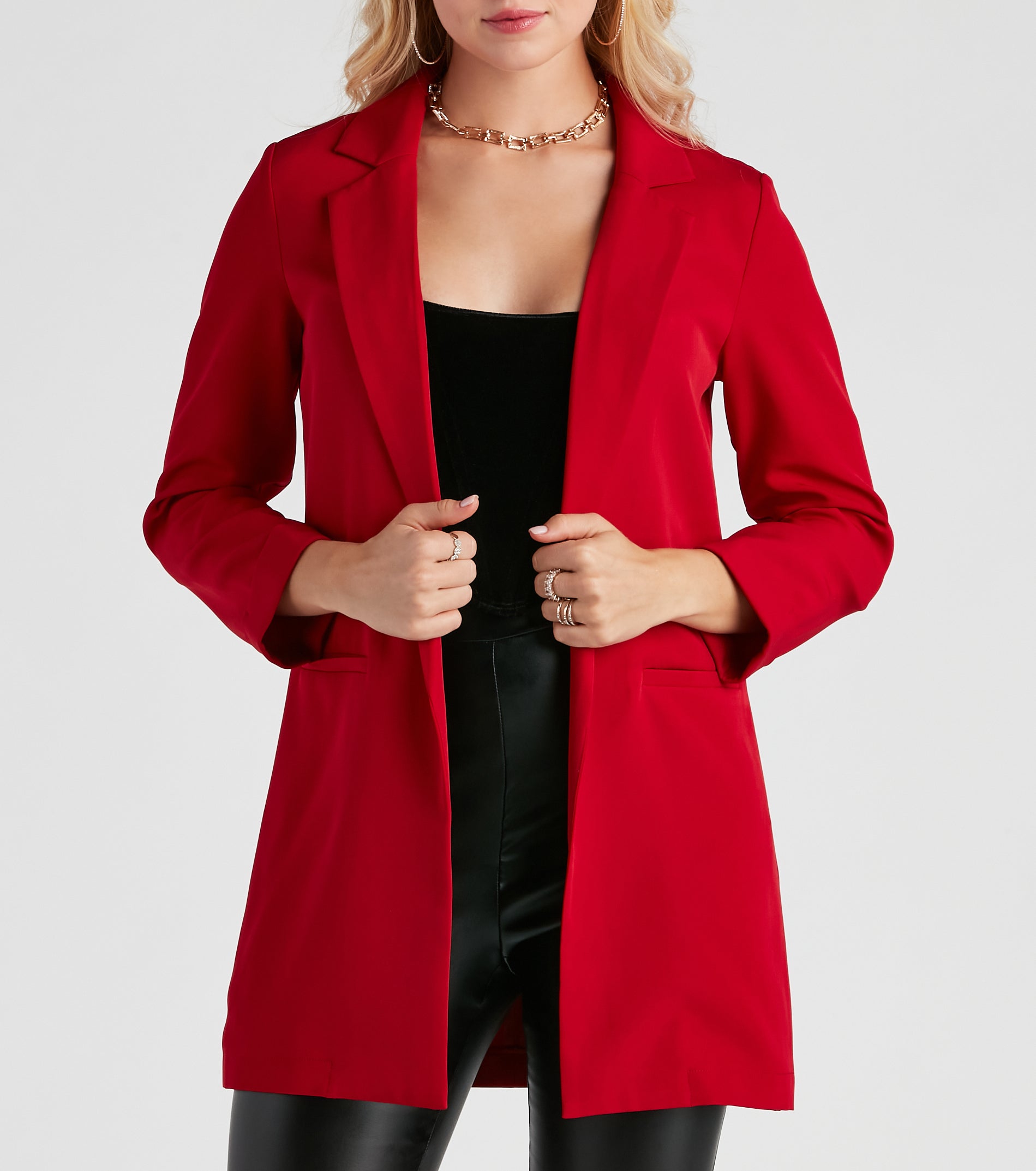 Biz Call 3/4 Sleeve Boyfriend Blazer