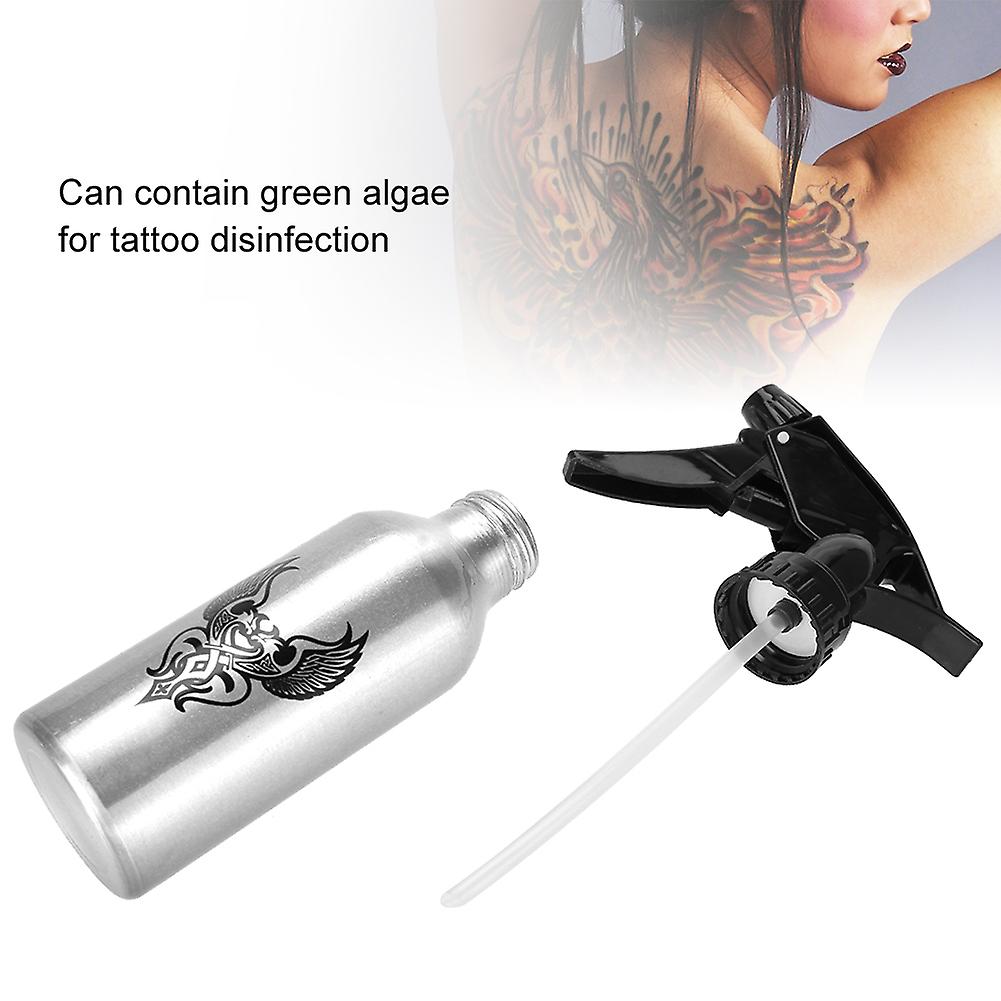 Professional Aluminum Alloy Tattoo Spray Bottle Green Algae Tattoo Cleaning Squirt(silvery)