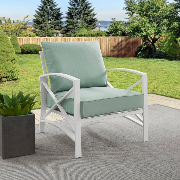 Kaplan Outdoor Steel Arm Chair Mist white Crosley