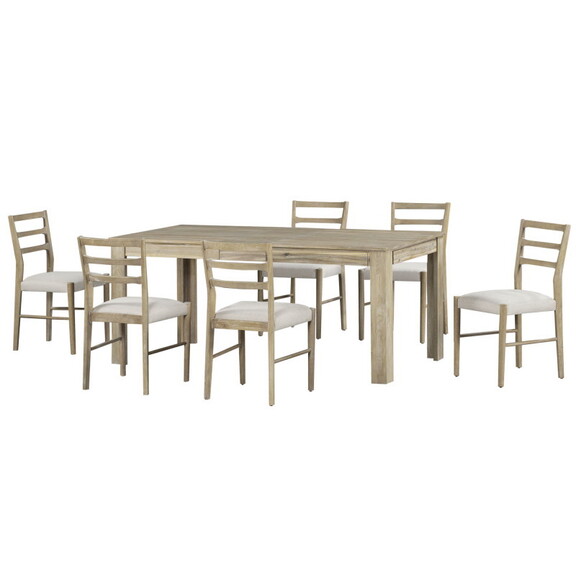 TREXM 7 Piece Wooden Dining Table Set Mutifunction...