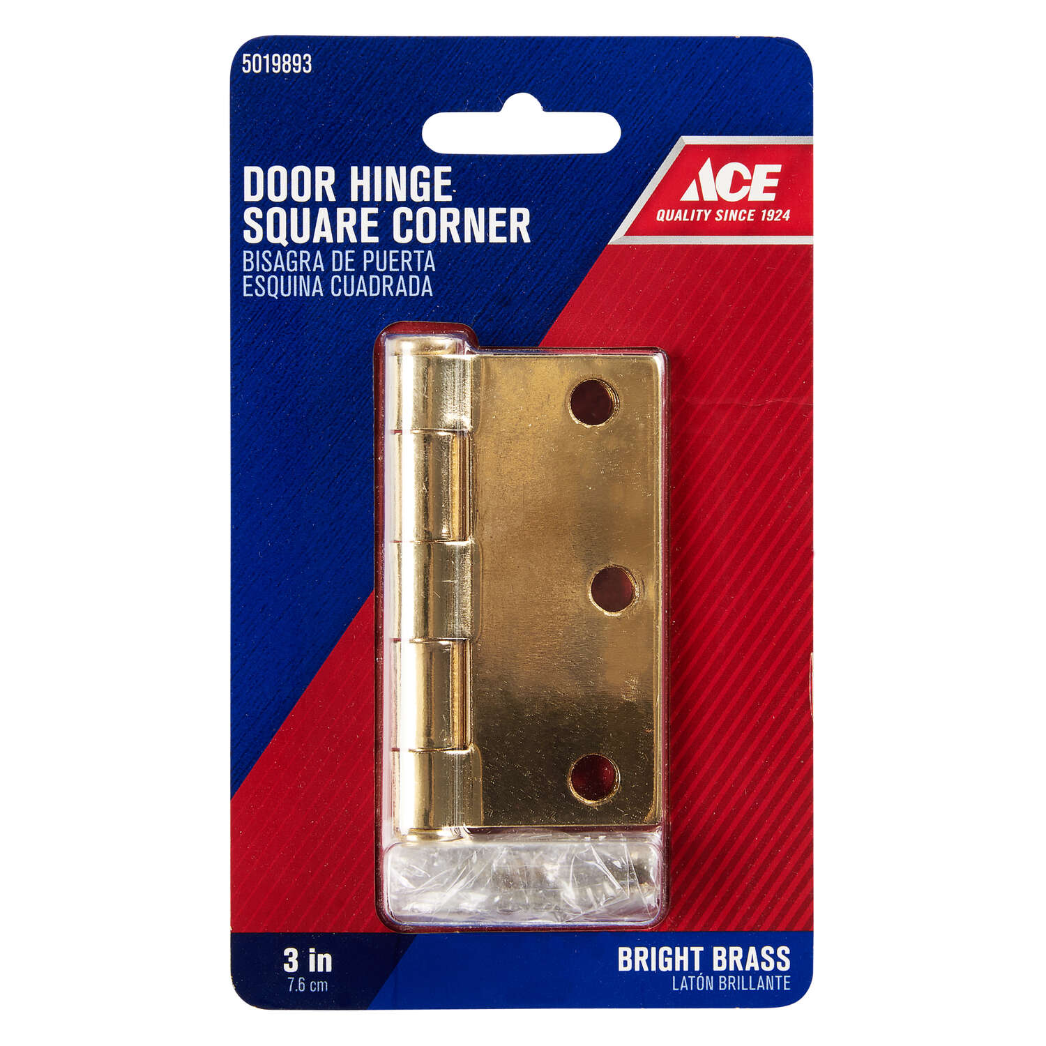 Ace 3 in. L Bright Brass Residential Door Hinge 1 pk