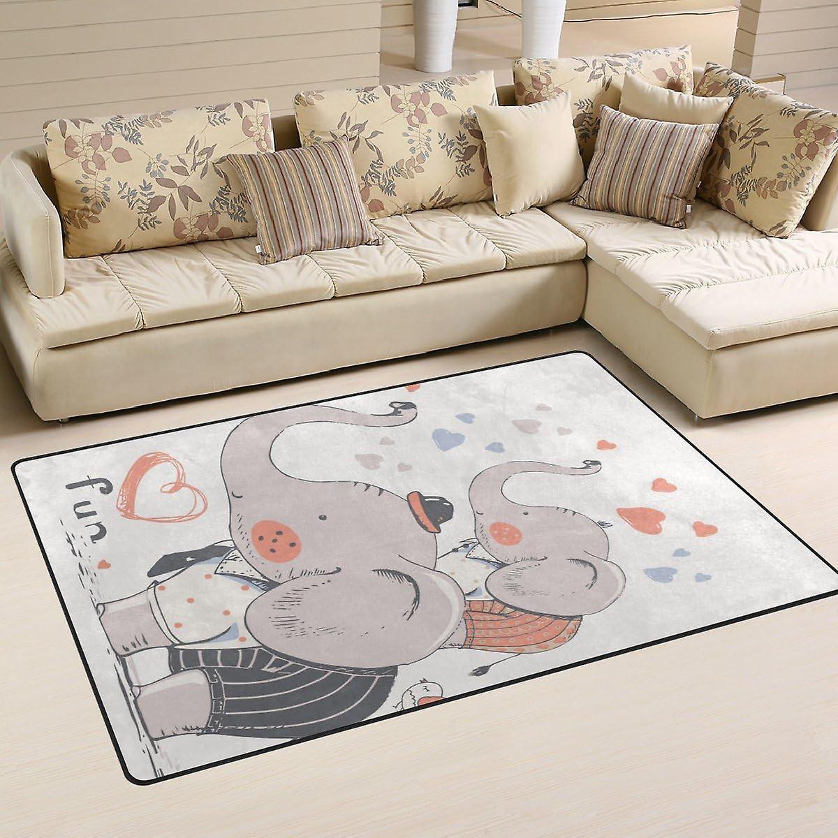 Colourlife Lightweight Carpet Mats Area Soft Rugs Floor Mat Doormat Decoration For Rooms Entrance 31 X 20 Inches Cute Elephants Family