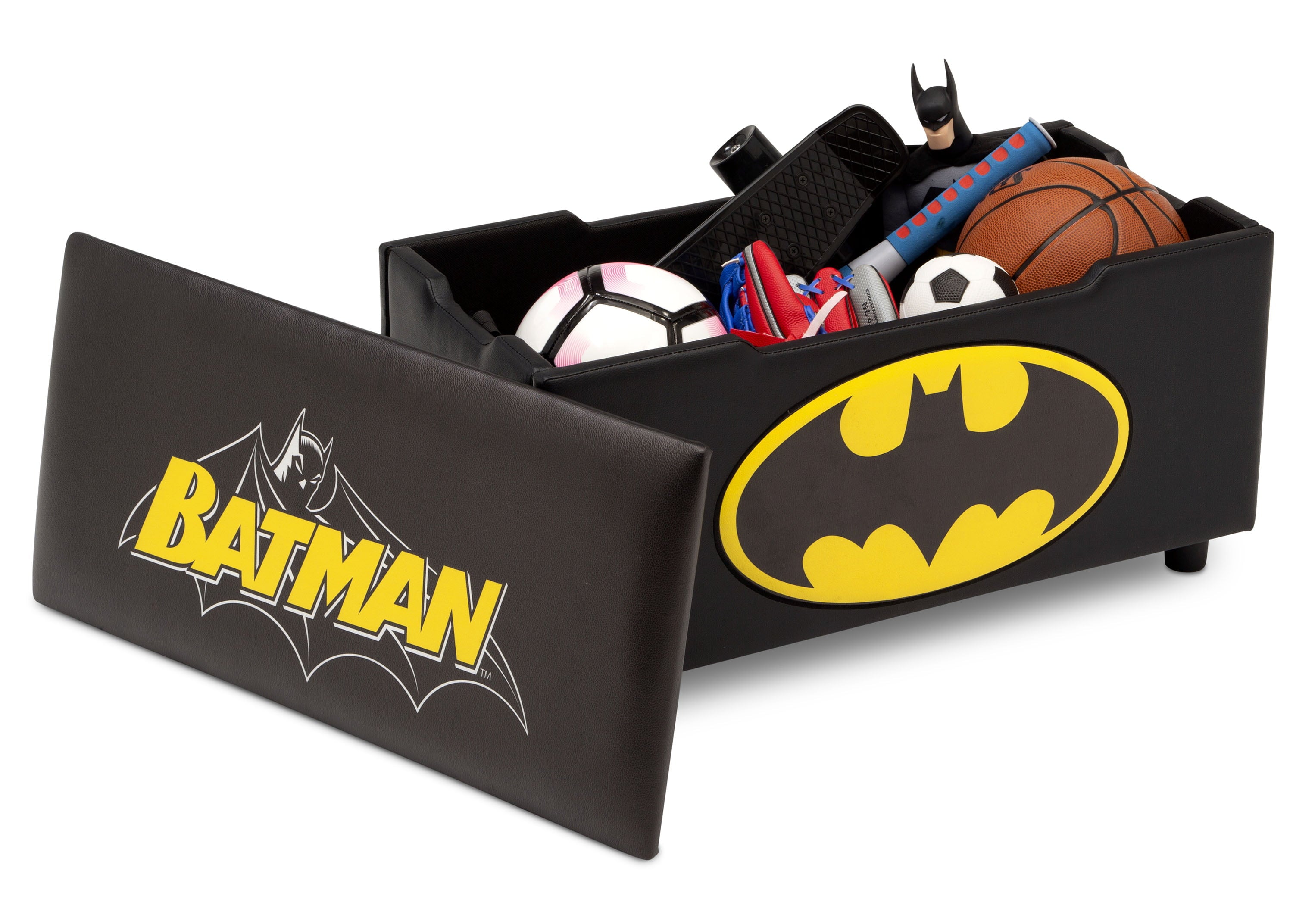 DC Comics Batman Upholstered Storage Bench for Kids | Perfect for Bedrooms/Playrooms/Living Rooms | Features Fun Graphics of Batman