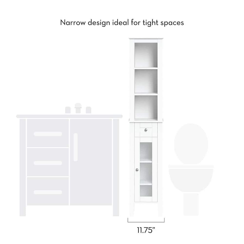 RiverRidge Home Prescott 1175 in W x 60 in H x 13 in D Slim Tall Cabinet in White