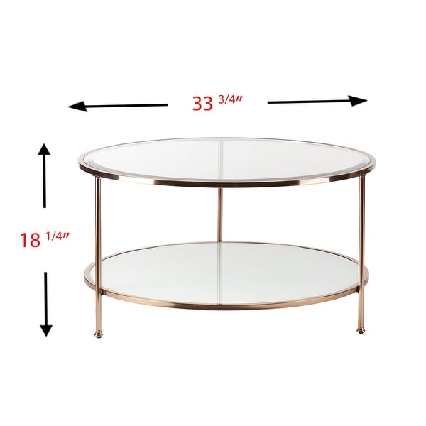 SEI Furniture Grant Gold Copper Round Coffee Table with Storage