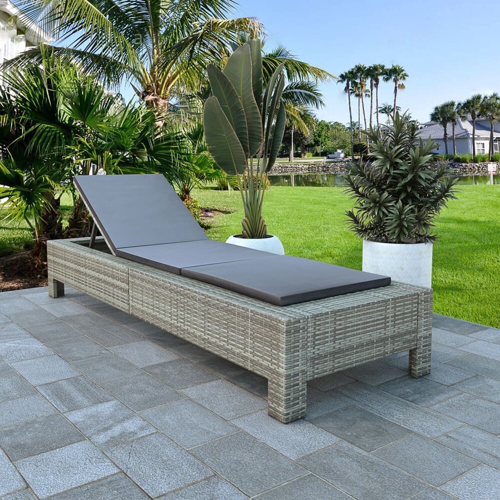 vidaXL Sunbed with Cushion Gray Poly Rattan