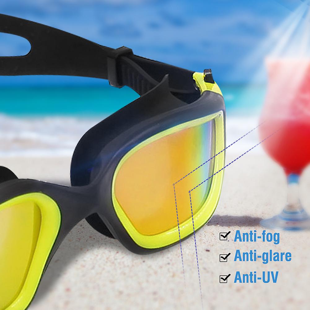 Whale Electroplated Anti-fog Anti-uv Snorkeling Goggles Diving Suba Glasses (yellowandblack)