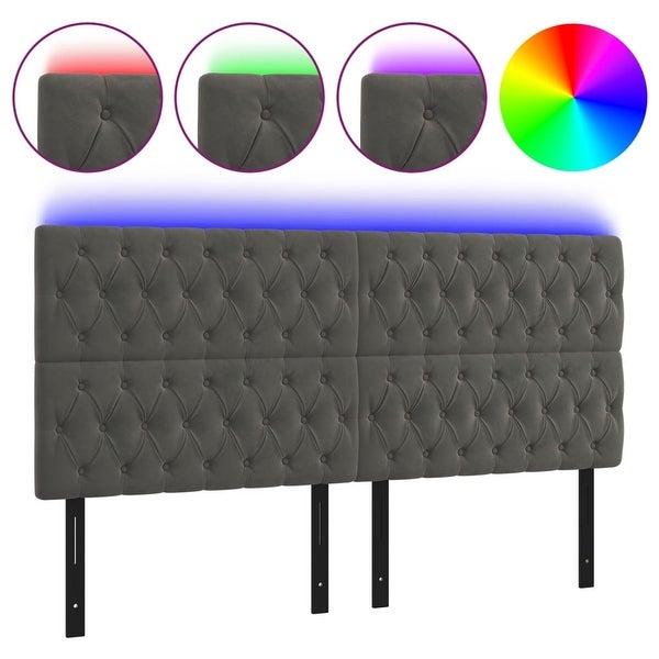 vidaXL LED Headboard Dark/Light Gray multisize Velvet - - 37421088