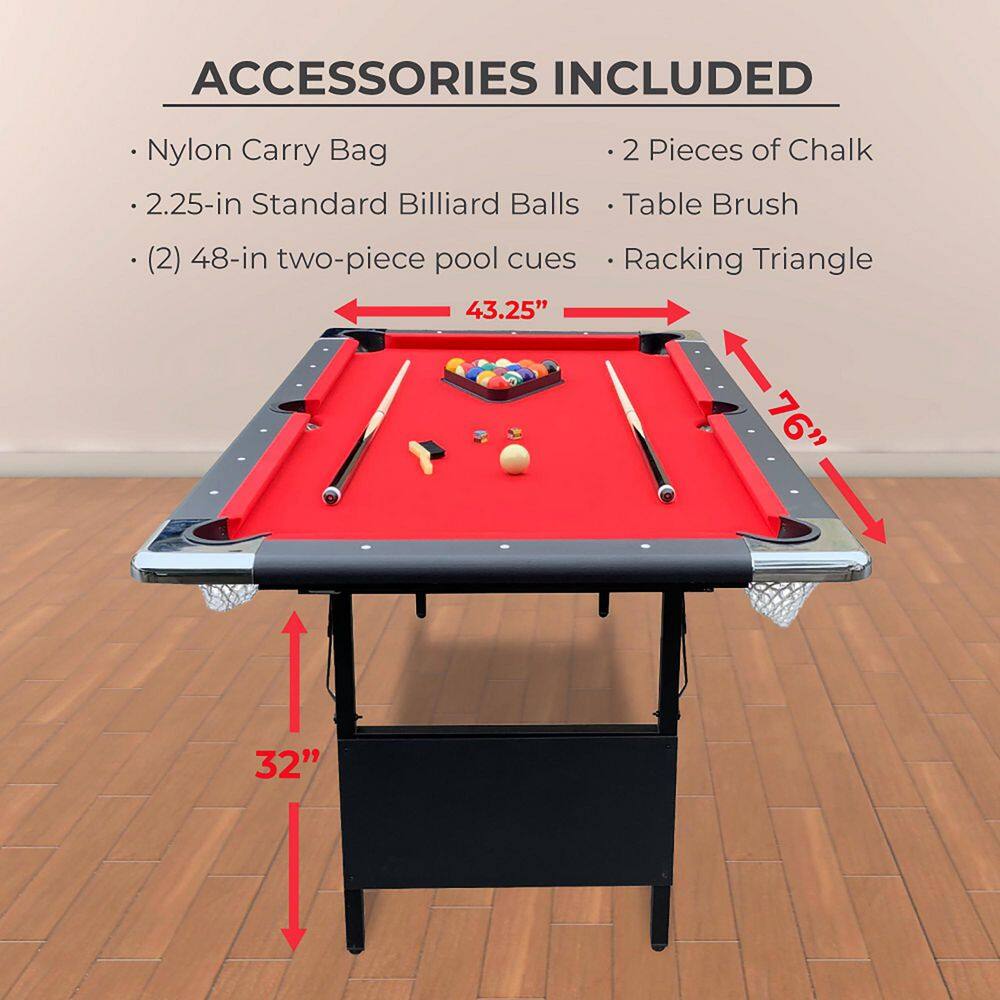 Hathaway Fairmont 6 ft. Portable Pool Table Red BG50347🎉Limited Time Offer🎉