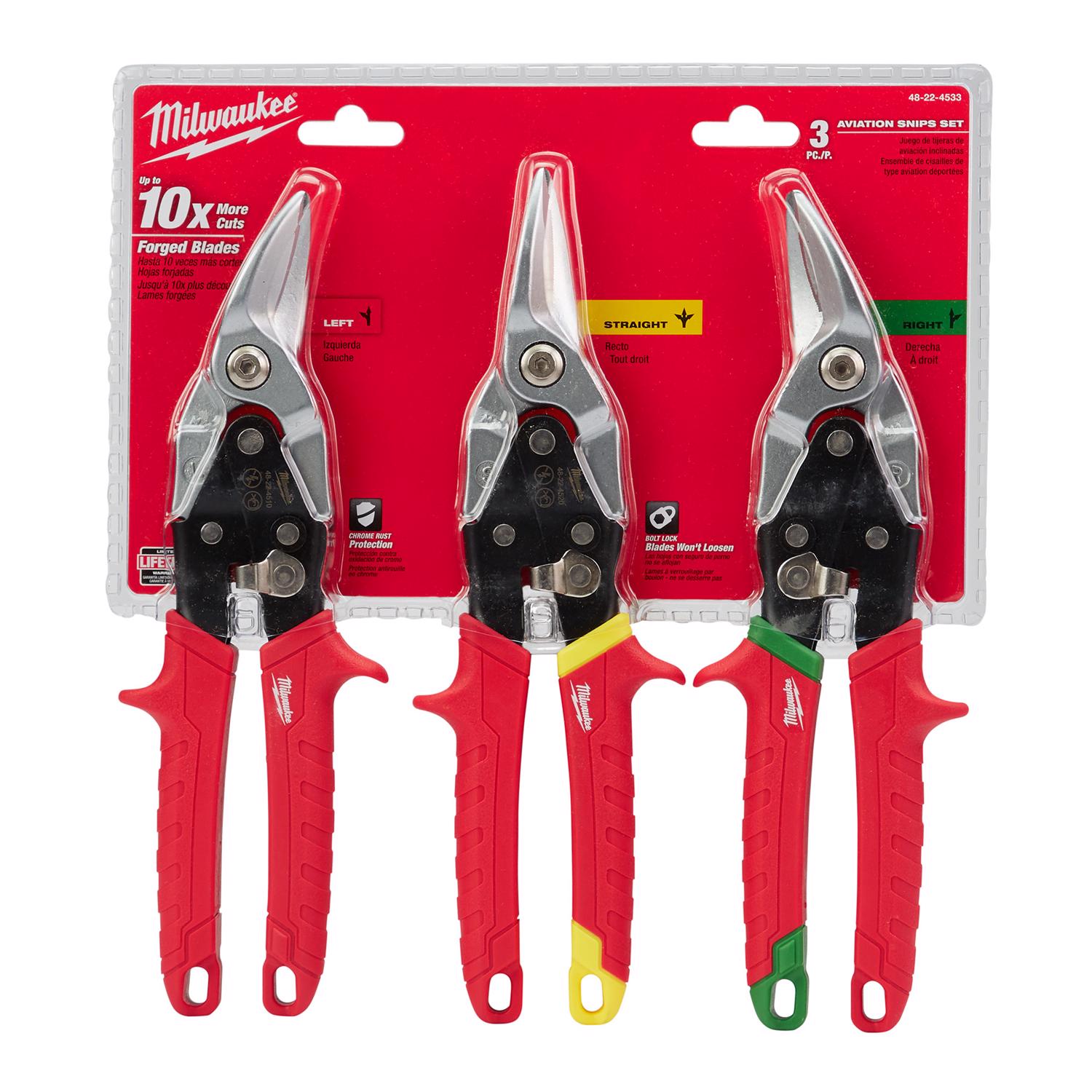 MW 10 in. Steel Aviation Snips Set 22 Ga. 3 pk