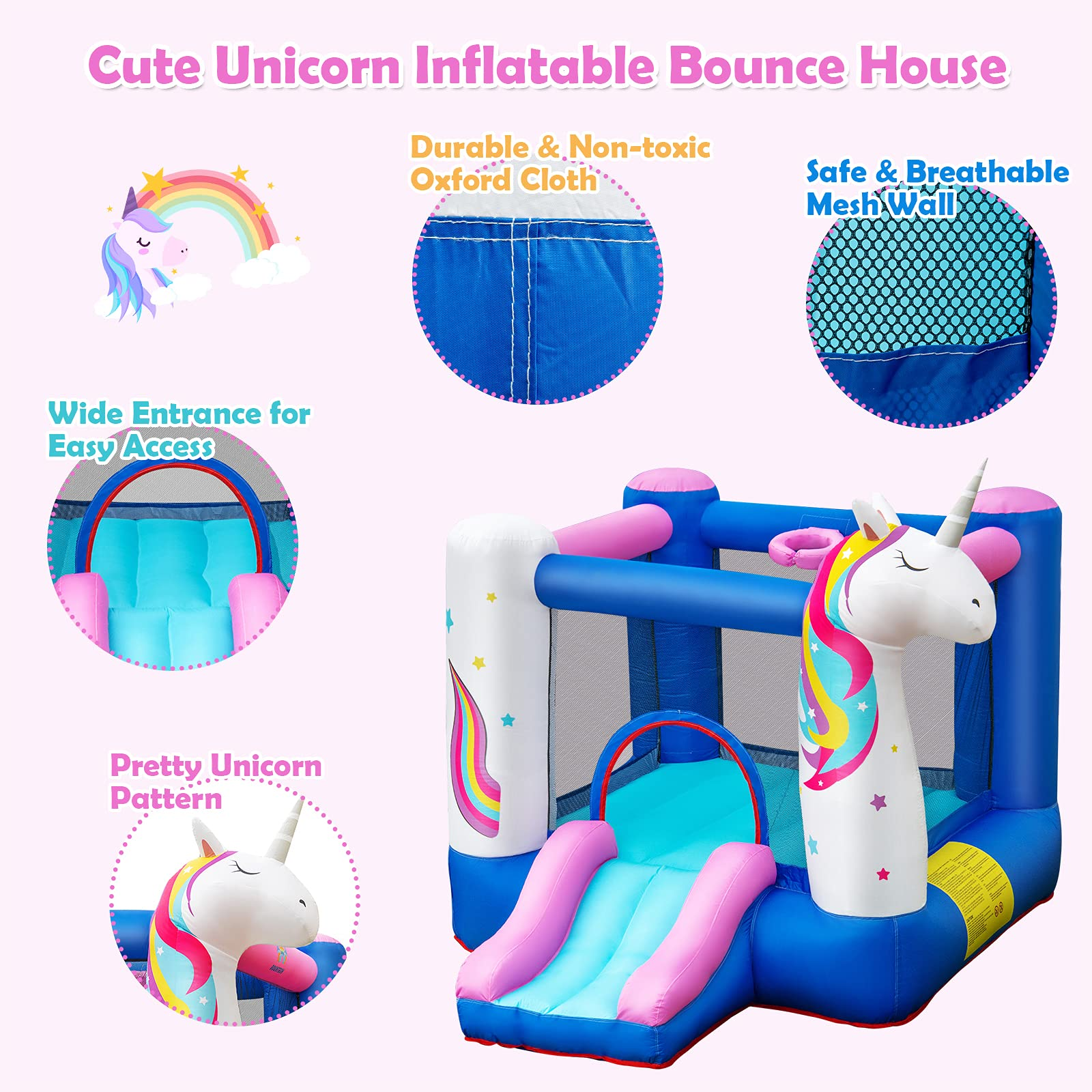 BOUNTECH Inflatable Bounce House, Kids Jump 'n Slide Bouncer w/Jumping Area