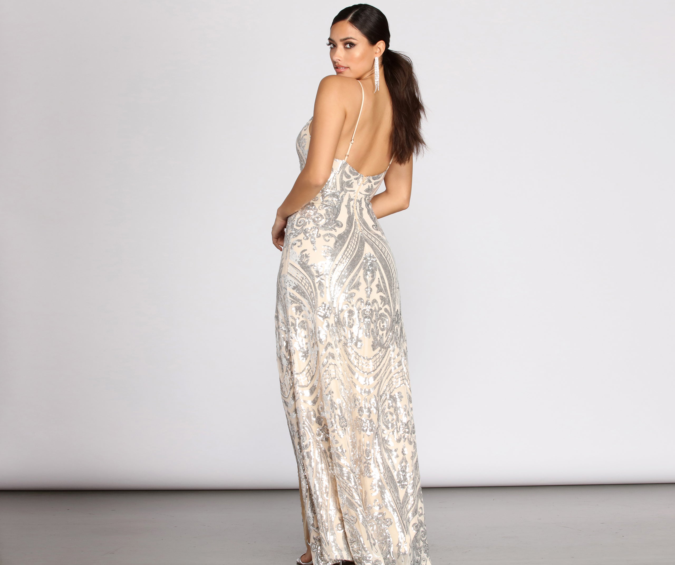 Carrie Scroll Sequin A-Line Dress