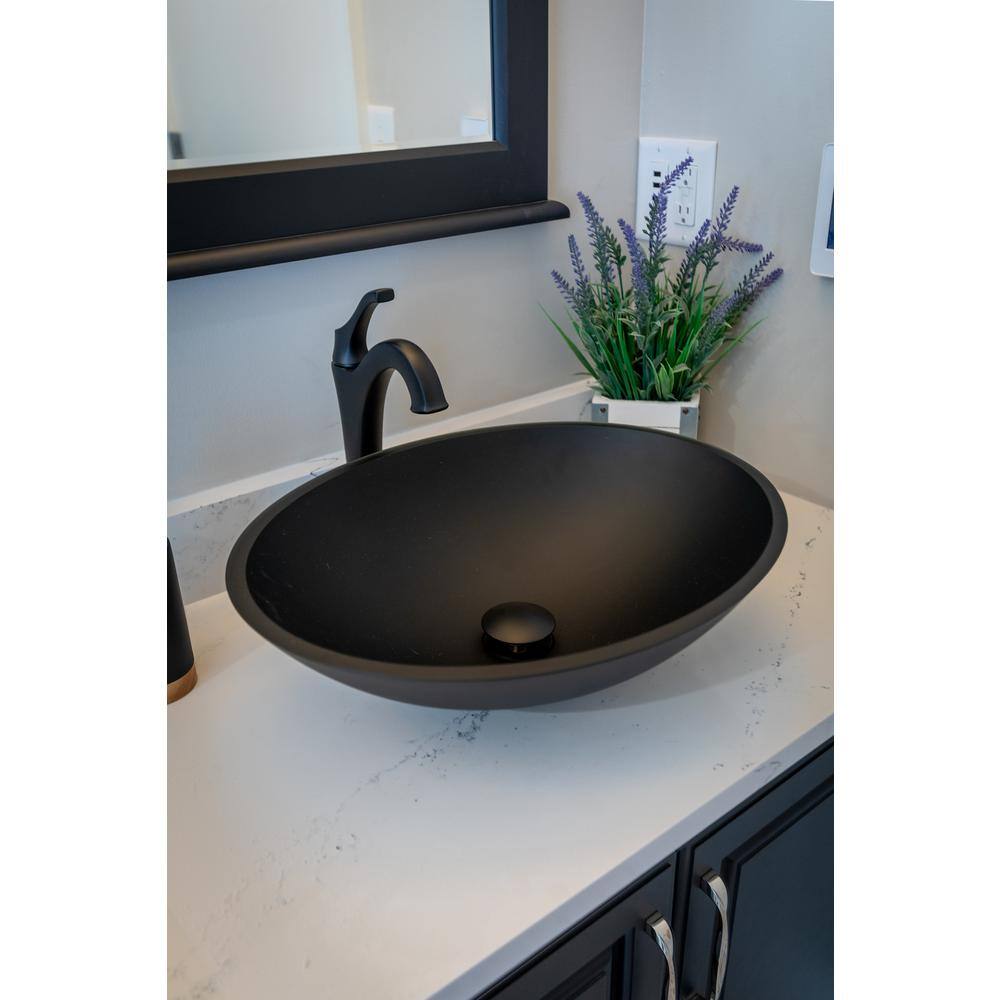 Eden Bath Matte Black Glass Oval Vessel Sink EB_GS66