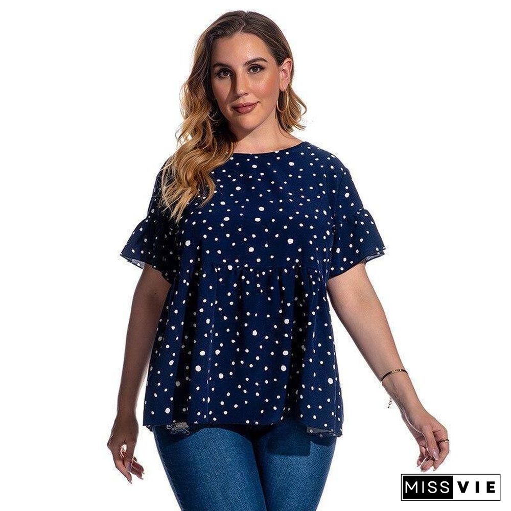 Summer Oversized T-shirt Women Plus Size Tops Print Dot Tshirts Oversize Loose T Shirt Tee Shirt Female 4XL