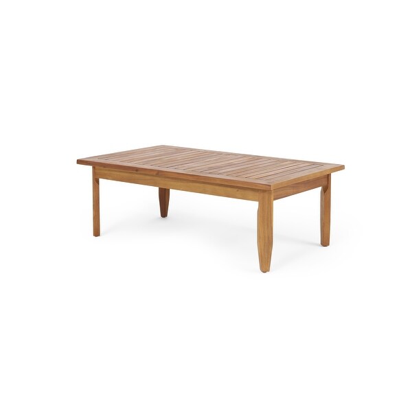 Sloane Outdoor Acacia Wood Coffee Table with Ottomanby Christopher Knight Home