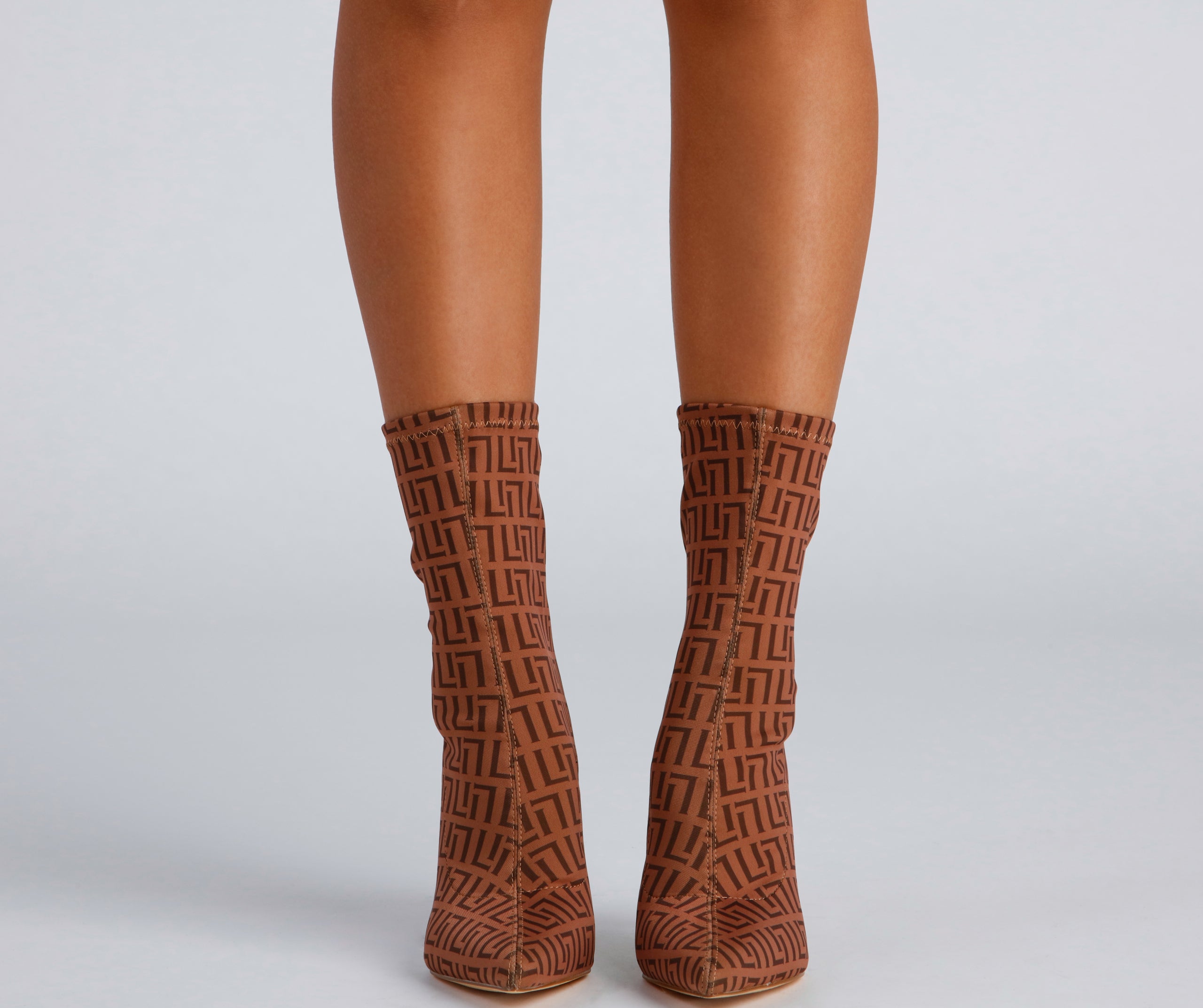 Greek Key Stiletto Booties