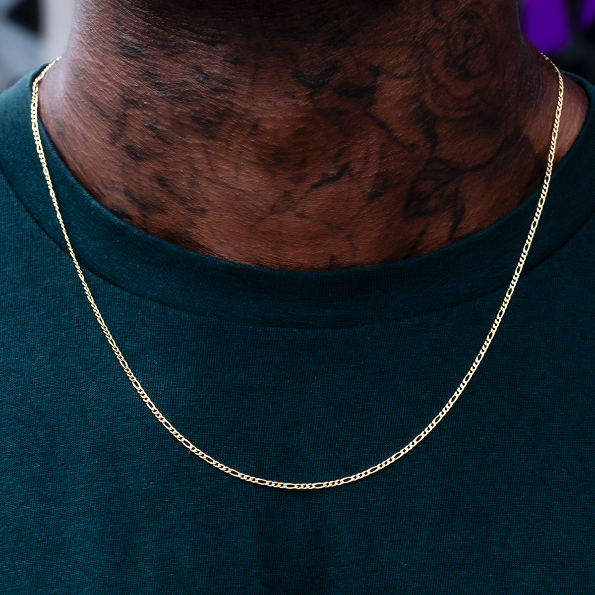 Figaro Chain in Yellow Gold- 2mm