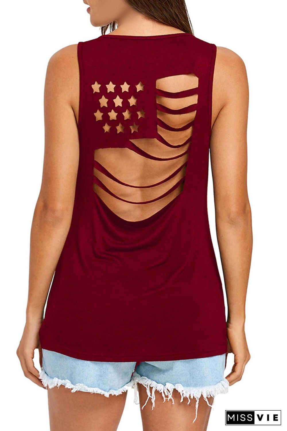 Amercian Flag Hollow-out Tank Top