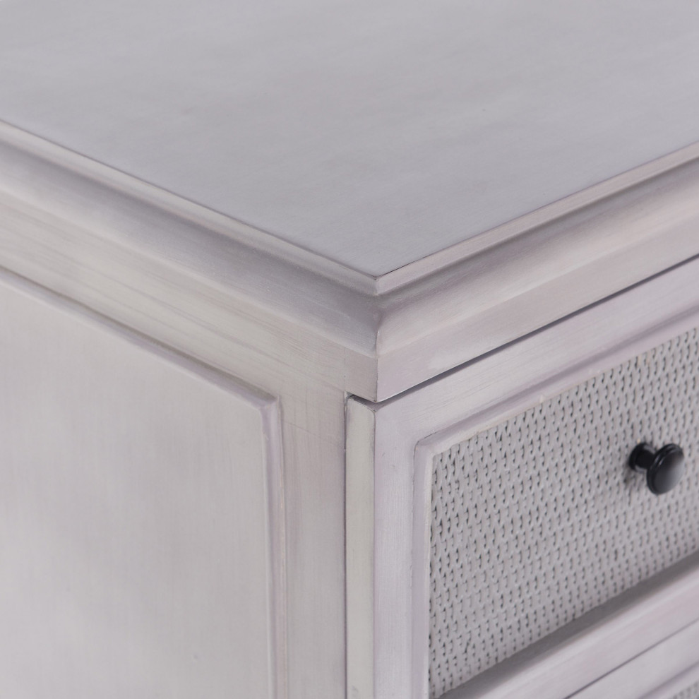 Kingston Three Drawer Woven Cane Chest Ivory Gray Finish   Farmhouse   Accent Chests And Cabinets   by StyleCraft  Houzz