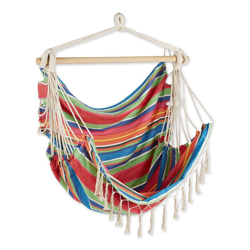 Actifo Hammock Chair with Tassel Fringe - Colorful Stripes