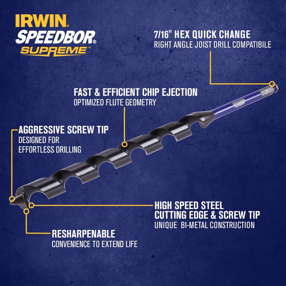 IRWIN SPEEDBOR SUPREME Auger Bit 1 X 18