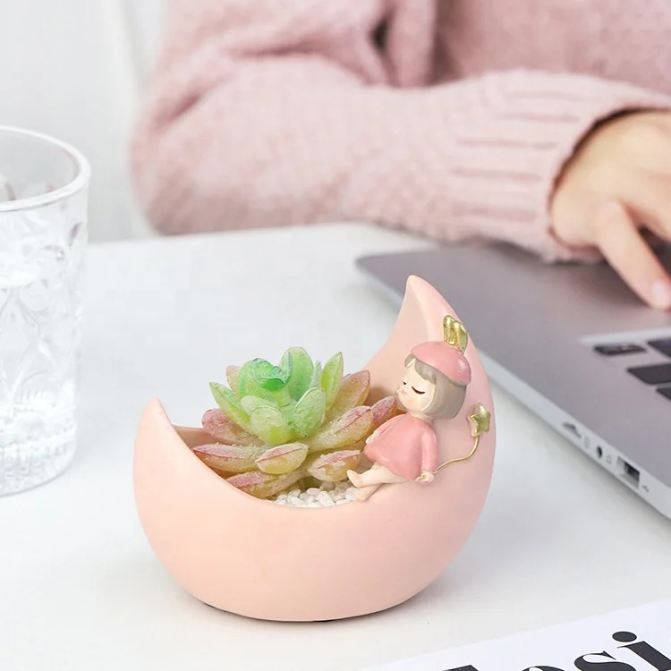 Best Selling s Blumenkubel Pot Bunga Blumentopf Custom Succulent Resin Pink Flower Pot for Home and Garden Supplies