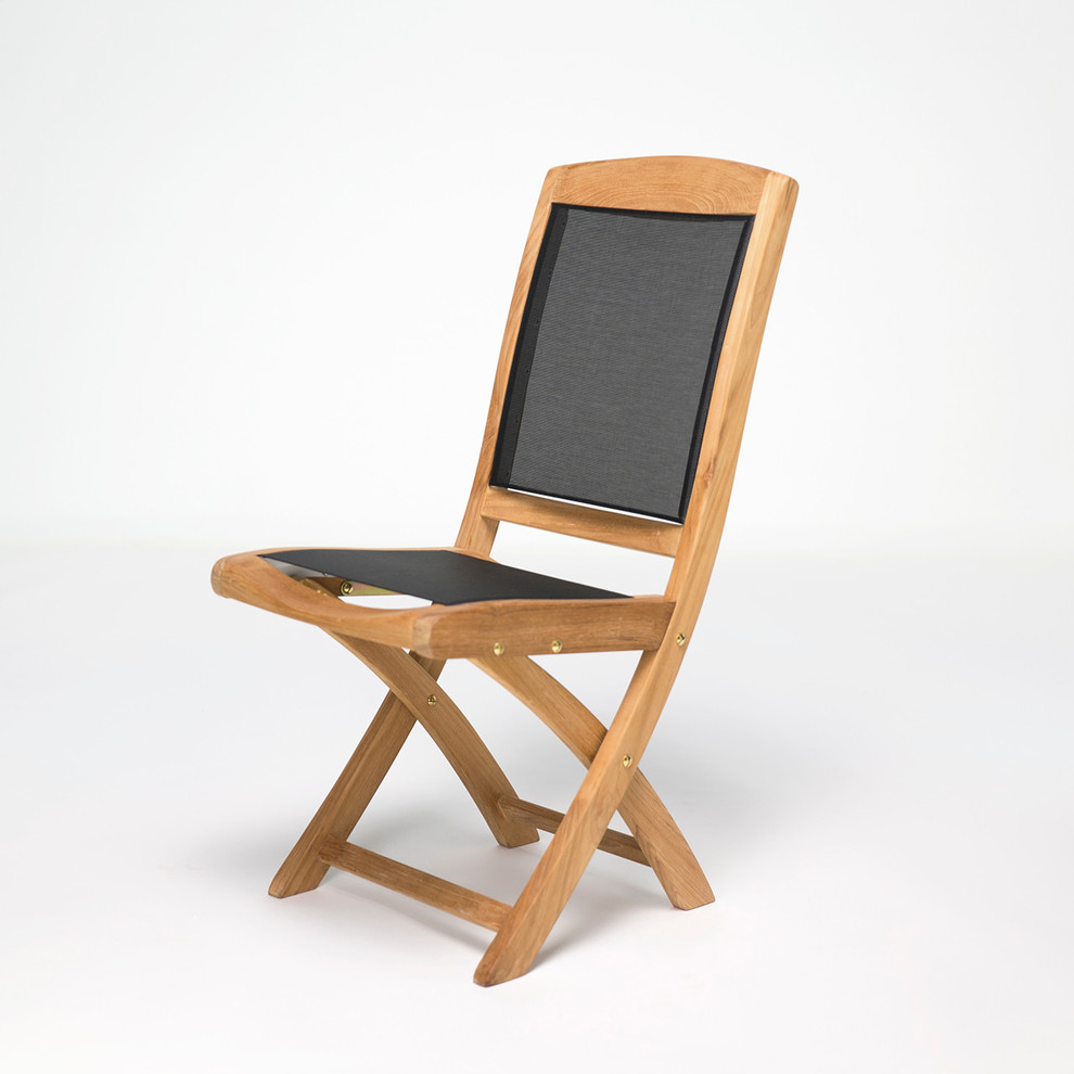 Teak  ampTextilene Folding Chair Colorado   Transitional   Outdoor Folding Chairs   by Virventures  Houzz