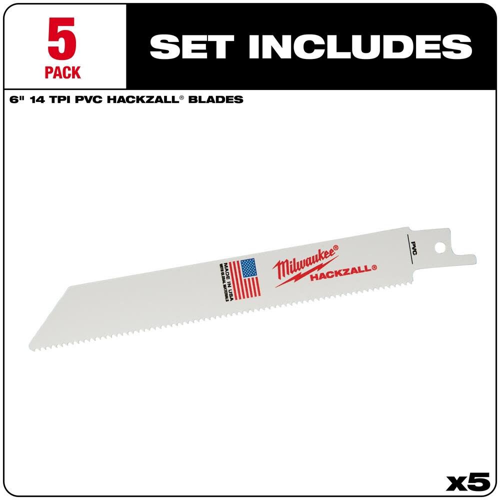 Milwaukee 6 in. M12 HACKZALL 40 PVC Bi-Metal Blade 49-00-5614 from Milwaukee