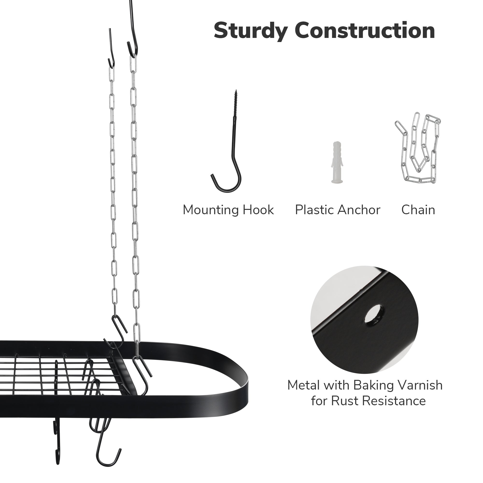 Yescom Ceiling Pot Rack Utensil Holders w/ Grid & 12-Hook