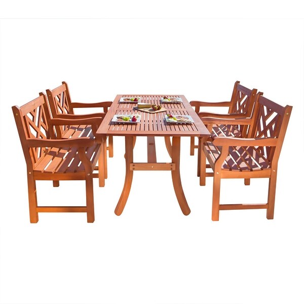 Reynard Wood Patio Table and 250 lbs weight capacity Armchair Dining Set