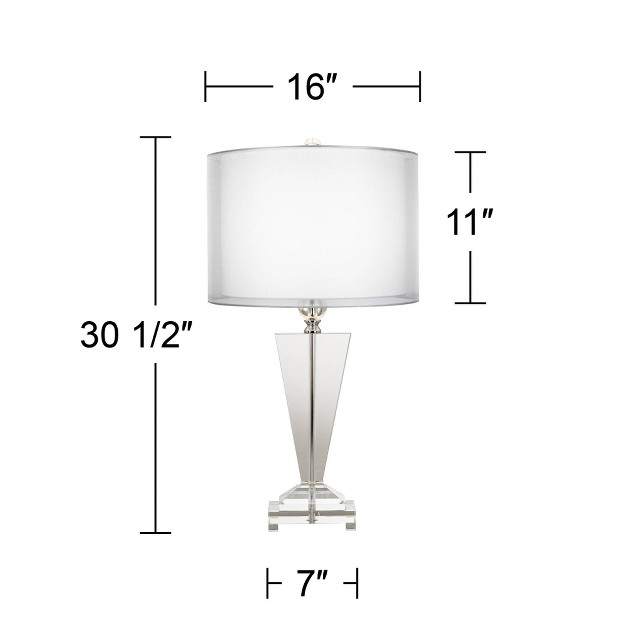 Tall Clear Crystal Trophy Double Sheer Silver And White Drum Shade For Living Room Bedroom