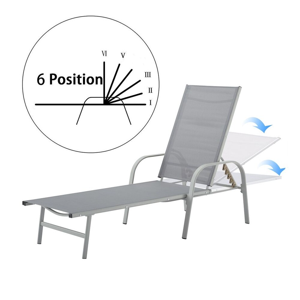 Corvus Antonio Outdoor Black Sling Fabric Adjustable Chaise Lounge