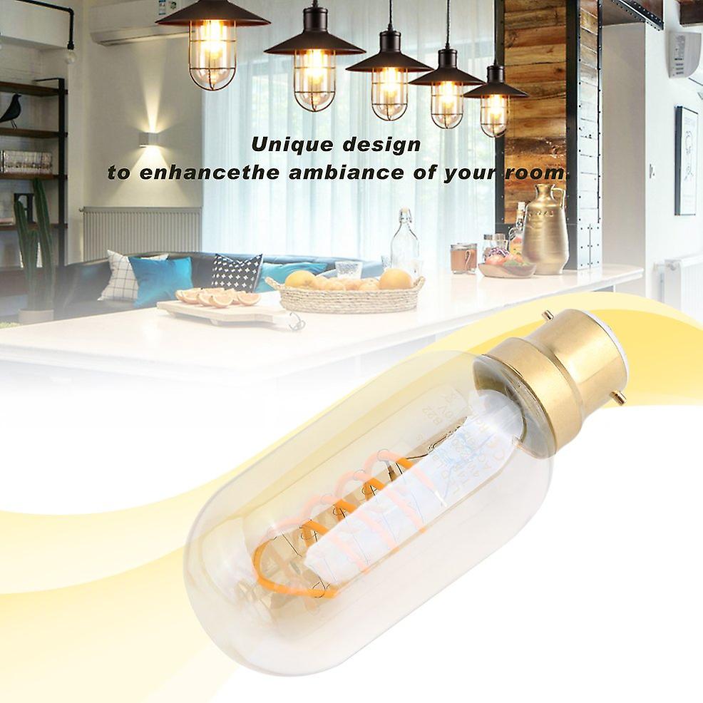 B22 Amber Glass Light 2 Pcs T45 Spiral ment Lamp 240v 4w Edison Style Bulb