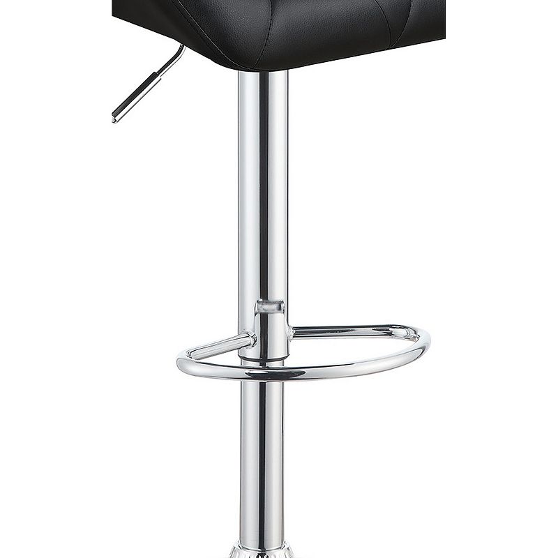 Adjustable Diamond Bar Stool with Chrome Base， Black ，Set of 2