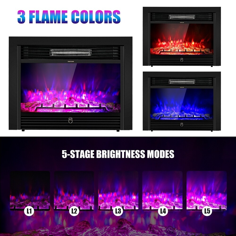 28.5 inch Recessed Mounted Standing Fireplace Heater with 3 Flame Option   28.5\