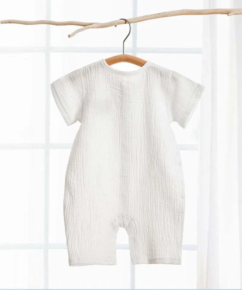 Baby Romper Muslin Short Sleeves Jumpsuit for Girls Boys Cute Bear One-Pieces Clothing Newborn Summer Thin Bodysuits