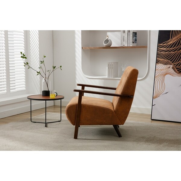 Wood Frame Living Room Accent Chair Modern Armchair Lounge Chair Sofa Removable Cushion Seat Arm Chairs， Coffee