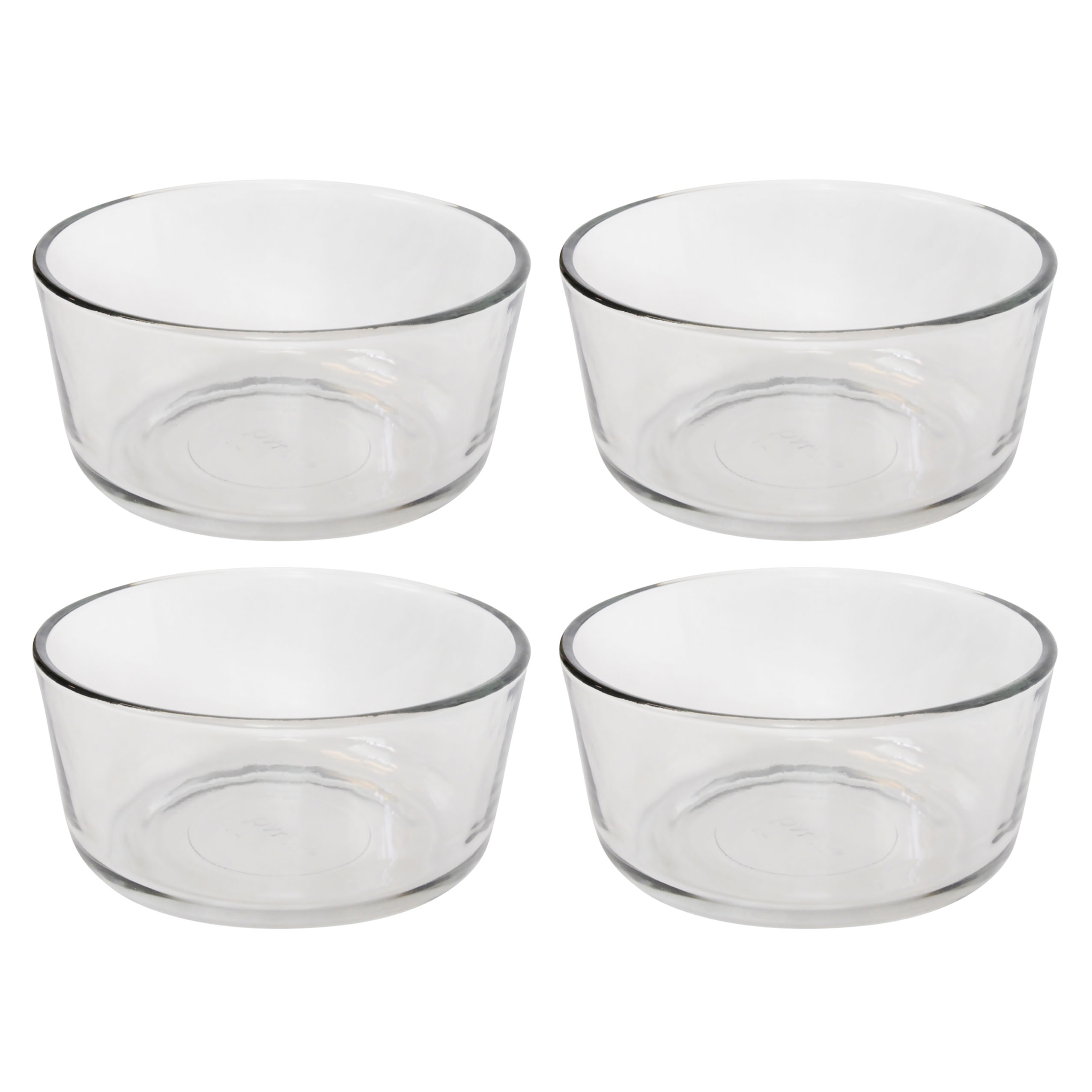 Pyrex 7201 4-Cup Round Clear Glass Food Storage Bowl (4-Pack)