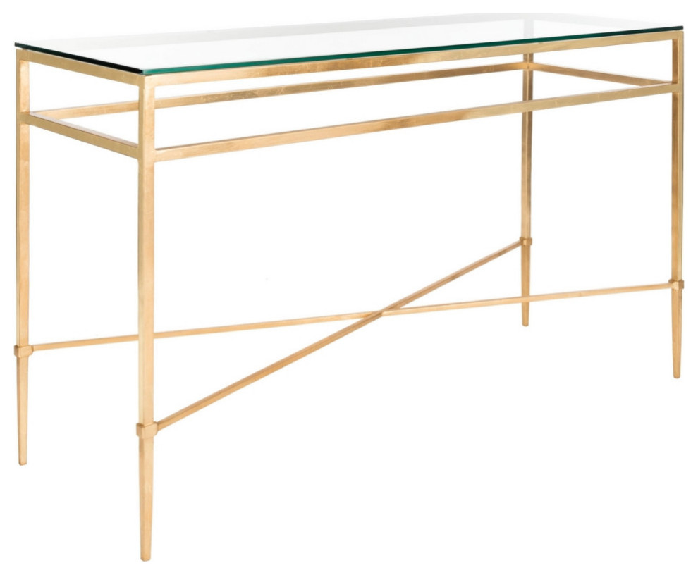 Mican Antique Gold Glass Console Table   Contemporary   Console Tables   by AED Luxury Home Decor  Houzz