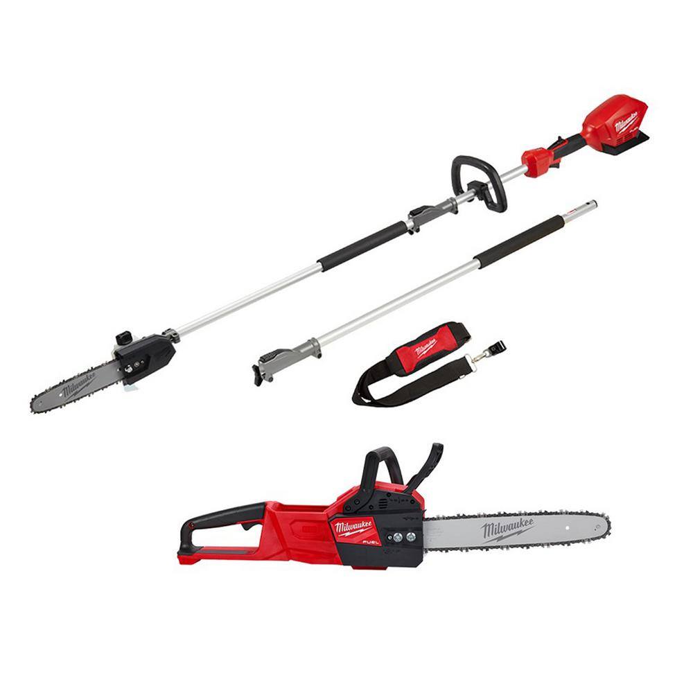 MW M18 FUEL 10 in. 18-Volt Lithium-Ion Brushless Electric Cordless Pole Saw and M18 FUEL 14 in. Chainsaw Combo Kit (2-Tool) 2825-20PS-2727-20C